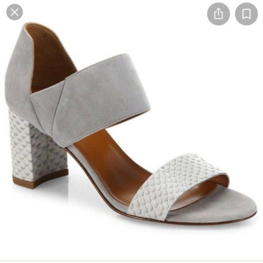 Aquatalia Suzanne Gray Snake Embossed Heels
